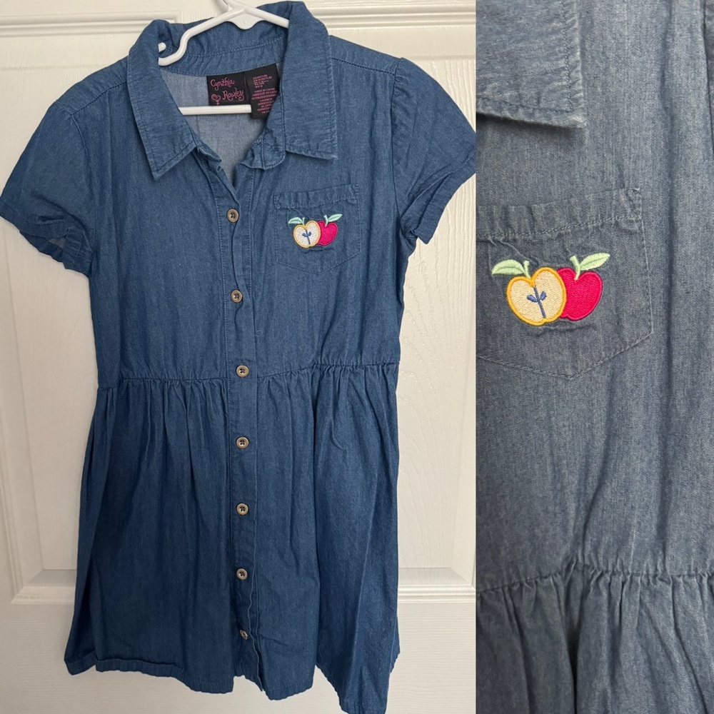 Cynthia Rowley Blue Denim Dress with Fruit Embroidery